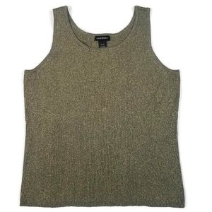 Lane Bryant Green Knit Woven Glitter Tank Top